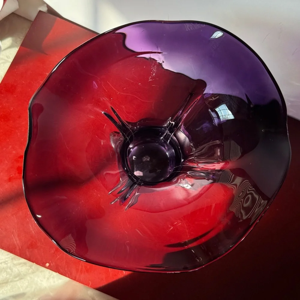 Vtg Amethyst Glass Vase Centerpiece Tulip Murano Style Purple 6.5x7.5 
vase # 2 - Picture 2 of 3